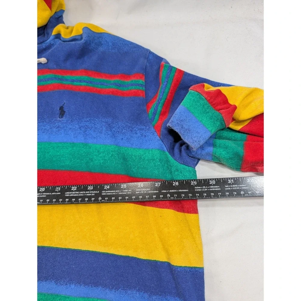 Polo Ralph Lauren Hoodie Mens 3XLT Tall Multicolor Stripe Cotton Pullover Logo